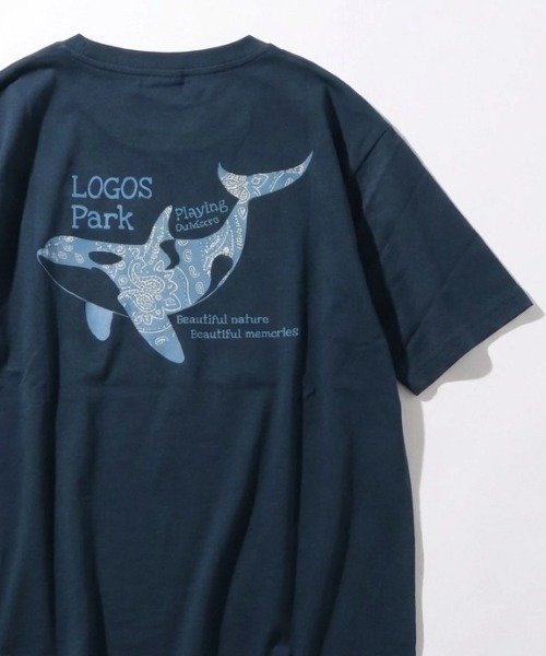 LOGOS（ロゴス）の「2026SS LOGOS/ロゴス アニマル フロント/バックプリント 半袖Tシャツ レディース メンズ（Tシャツ/カットソー・メンズ・スミクロ/ベージュ/ネイビー/ホワイト/ホワイト系その他/カーキ・M/L/LL）」の6枚目の写真
