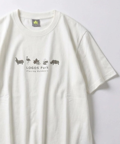 LOGOS（ロゴス）の「2026SS LOGOS/ロゴス アニマル フロント/バックプリント 半袖Tシャツ レディース メンズ（Tシャツ/カットソー・メンズ・スミクロ/ベージュ/ネイビー/ホワイト/ホワイト系その他/カーキ・M/L/LL）」の2枚目の写真