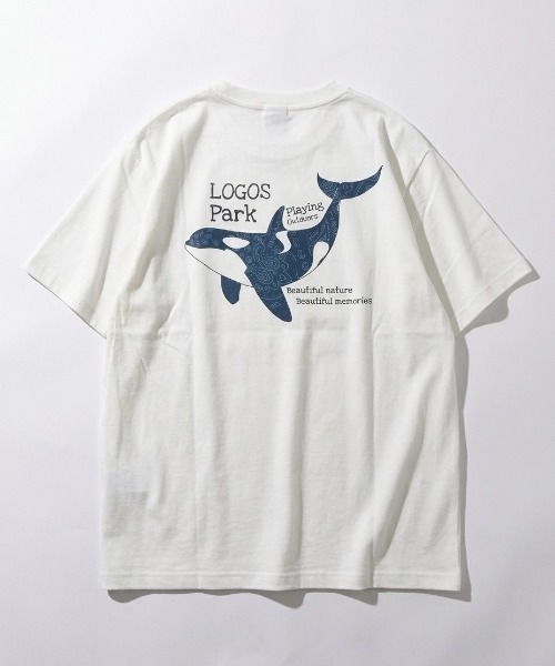 LOGOS（ロゴス）の「2026SS LOGOS/ロゴス アニマル フロント/バックプリント 半袖Tシャツ レディース メンズ（Tシャツ/カットソー・メンズ・スミクロ/ベージュ/ネイビー/ホワイト/ホワイト系その他/カーキ・M/L/LL）」の8枚目の写真