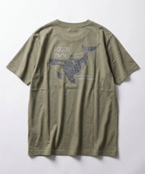 LOGOS（ロゴス）の「2026SS LOGOS/ロゴス アニマル フロント/バックプリント 半袖Tシャツ レディース メンズ（Tシャツ/カットソー・メンズ・スミクロ/ベージュ/ネイビー/ホワイト/ホワイト系その他/カーキ・M/L/LL）」の12枚目の写真