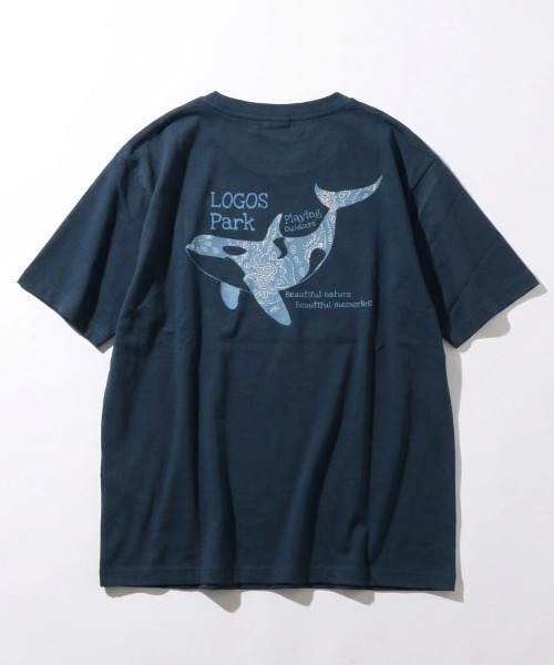 LOGOS（ロゴス）の「2026SS LOGOS/ロゴス アニマル フロント/バックプリント 半袖Tシャツ レディース メンズ（Tシャツ/カットソー・メンズ・スミクロ/ベージュ/ネイビー/ホワイト/ホワイト系その他/カーキ・M/L/LL）」の10枚目の写真