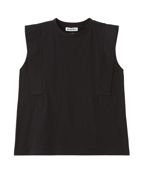 MILKFED.(ミルクフェド)の「BOXY SLEEVELESS TOP(Tシャツ/カットソー・レディース・オートミール/ブラウン/ブラック・ONE SIZE)」の18枚目の写真