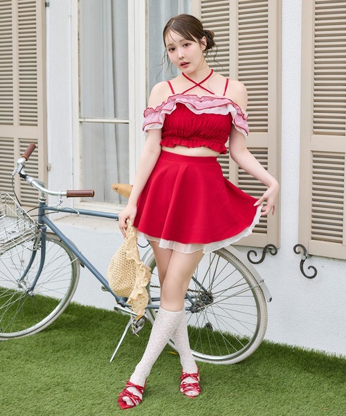 one after another NICE CLAUP(ワンアフターアナザーナイスクラップ)の「swimwear/フリルトップス+ミニスカート(水着・レディース・ドット/レッド/ブラック・FREE)」の21枚目の写真