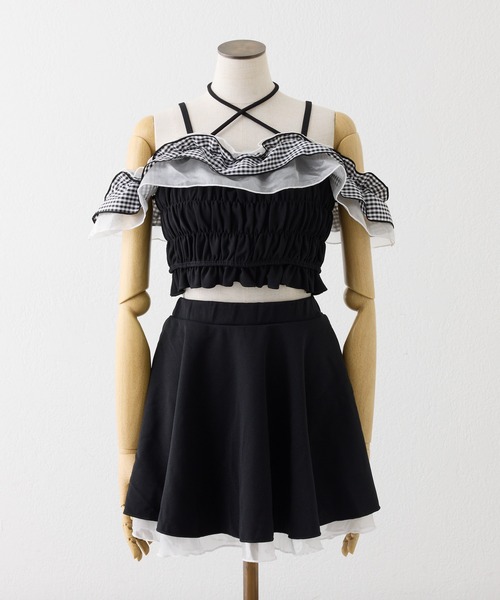 one after another NICE CLAUP(ワンアフターアナザーナイスクラップ)の「swimwear/フリルトップス+ミニスカート(水着・レディース・ドット/レッド/ブラック・FREE)」の15枚目の写真