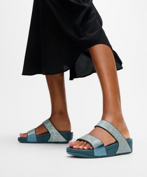 fitflop(フィットフロップ)の「LULU SHIMMERGLITZ SLIDES / LULU シマーグリッツ スライド(サンダル・レディース・ダークグリーン/ブラック・US7/US8/US5/US6)」の2枚目の写真