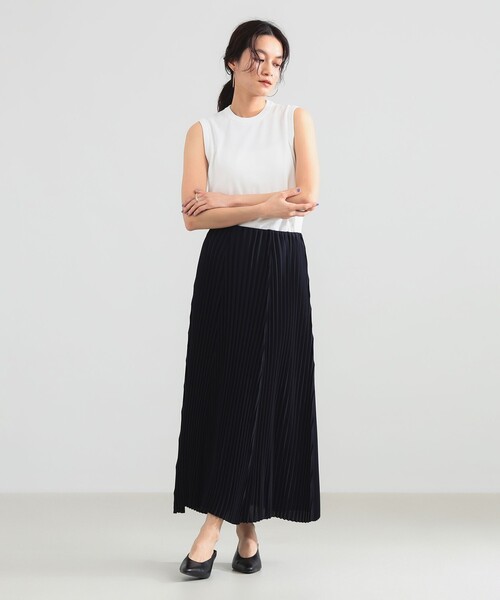 Demi-Luxe BEAMS(デミルクス ビームス)の「【8/6値下げ】イレギュラープリーツ スカート(スカート・レディース・オフホワイト/ネイビー・38/36)」の8枚目の写真