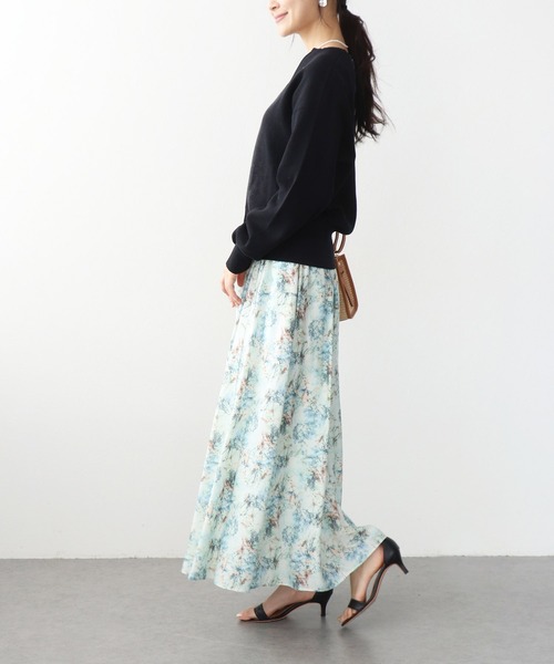 Jines（ジネス）の「フラワープリントヘムスカート（スカート・レディース・ブルー/イエロー・38）」の4枚目の写真