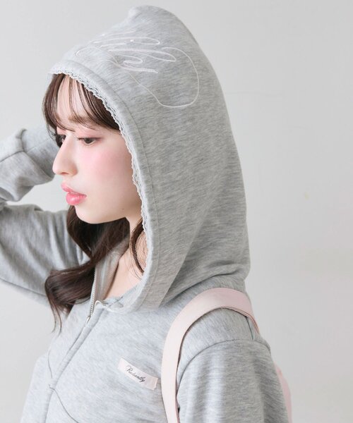 OLIVE des OLIVE（オリーブデオリーブ）の「フード刺繍ロゴパーカー（パーカー・レディース・トップグレー/ドット/ピンク・FREE）」の9枚目の写真
