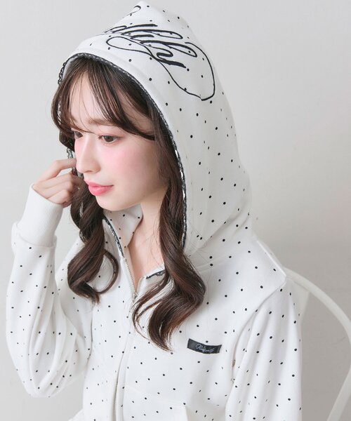 OLIVE des OLIVE（オリーブデオリーブ）の「フード刺繍ロゴパーカー（パーカー・レディース・トップグレー/ドット/ピンク・FREE）」の14枚目の写真