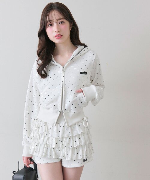 OLIVE des OLIVE（オリーブデオリーブ）の「フード刺繍ロゴパーカー（パーカー・レディース・トップグレー/ドット/ピンク・FREE）」の15枚目の写真