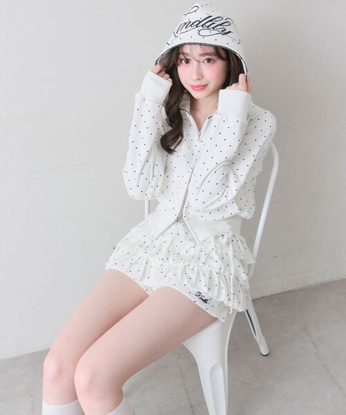 OLIVE des OLIVE（オリーブデオリーブ）の「フード刺繍ロゴパーカー（パーカー・レディース・トップグレー/ドット/ピンク・FREE）」の17枚目の写真