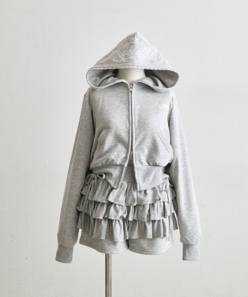 OLIVE des OLIVE（オリーブデオリーブ）の「フード刺繍ロゴパーカー（パーカー・レディース・トップグレー/ドット/ピンク・FREE）」の5枚目の写真