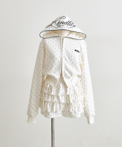 OLIVE des OLIVE（オリーブデオリーブ）の「フード刺繍ロゴパーカー（パーカー・レディース・トップグレー/ドット/ピンク・FREE）」の6枚目の写真