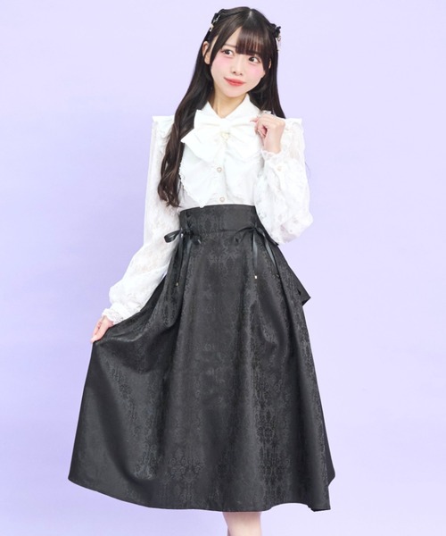 Secret Honey（シークレットハニー）の「ギャザーラッフルレース袖ブラウス（シャツ/ブラウス・レディース・ブラック/オフホワイト・MEDIUM）」の5枚目の写真
