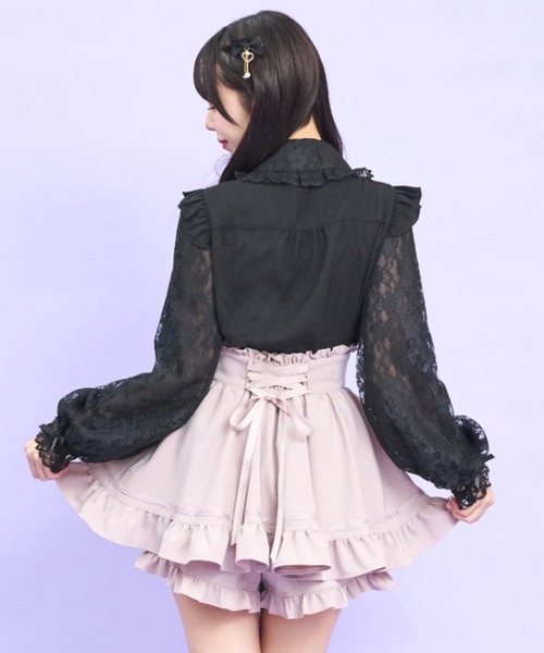 Secret Honey（シークレットハニー）の「ギャザーラッフルレース袖ブラウス（シャツ/ブラウス・レディース・ブラック/オフホワイト・MEDIUM）」の8枚目の写真
