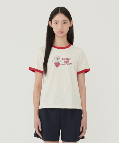 COVERNAT(カバーナット)の「ウーマンエレファントグラフィックリンガーTシャツクリーム(Tシャツ/カットソー・レディース・その他・WS/WM)」の1枚目の写真