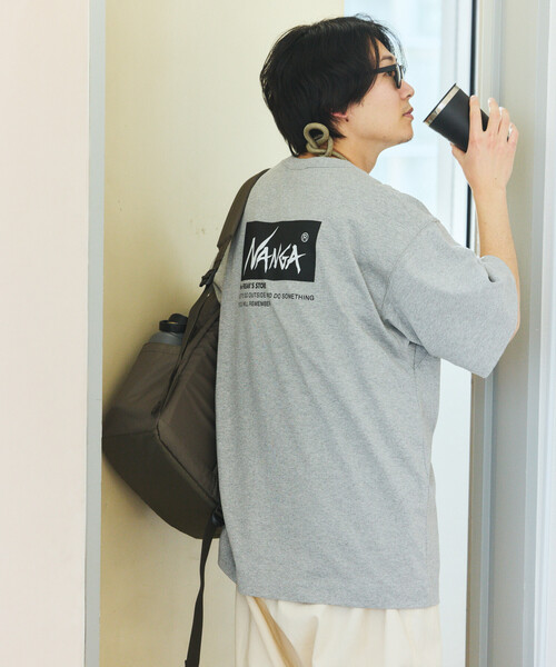 NANGA(ナンガ)の「NANGA × FREAK'S STORE/ナンガ × フリークスストア 別注 刺繍 ECO HYBRID LOGO TEE エコハイブリッド ルーズフィット ロゴ 刺繍Tシャツ(Tシャツ/カットソー・メンズ・ブラック/ホワイト/グレー・LARGE/MEDIUM)」の6枚目の写真