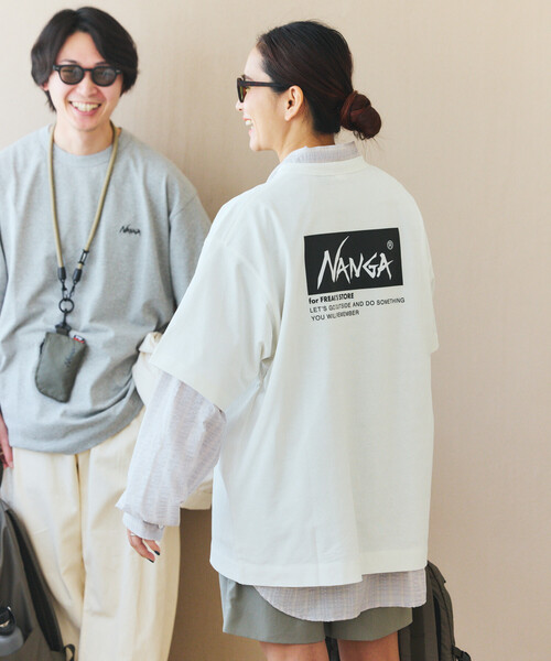 NANGA(ナンガ)の「NANGA × FREAK'S STORE/ナンガ × フリークスストア 別注 刺繍 ECO HYBRID LOGO TEE エコハイブリッド ルーズフィット ロゴ 刺繍Tシャツ(Tシャツ/カットソー・メンズ・ブラック/ホワイト/グレー・LARGE/MEDIUM)」の10枚目の写真