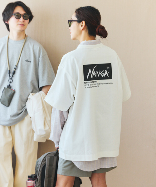 NANGA(ナンガ)の「NANGA × FREAK'S STORE/ナンガ × フリークスストア 別注 刺繍 ECO HYBRID LOGO TEE エコハイブリッド ルーズフィット ロゴ 刺繍Tシャツ(Tシャツ/カットソー・メンズ・ブラック/ホワイト/グレー・LARGE/MEDIUM)」の12枚目の写真