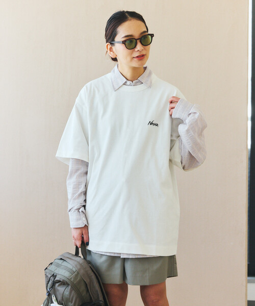 NANGA(ナンガ)の「NANGA × FREAK'S STORE/ナンガ × フリークスストア 別注 刺繍 ECO HYBRID LOGO TEE エコハイブリッド ルーズフィット ロゴ 刺繍Tシャツ(Tシャツ/カットソー・メンズ・ブラック/ホワイト/グレー・LARGE/MEDIUM)」の15枚目の写真