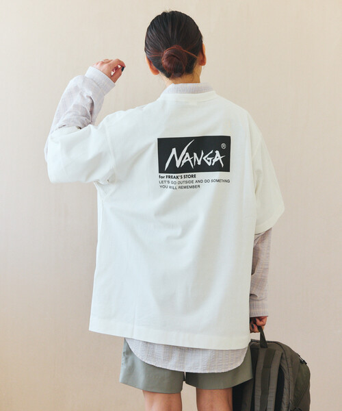 NANGA(ナンガ)の「NANGA × FREAK'S STORE/ナンガ × フリークスストア 別注 刺繍 ECO HYBRID LOGO TEE エコハイブリッド ルーズフィット ロゴ 刺繍Tシャツ(Tシャツ/カットソー・メンズ・ブラック/ホワイト/グレー・LARGE/MEDIUM)」の17枚目の写真