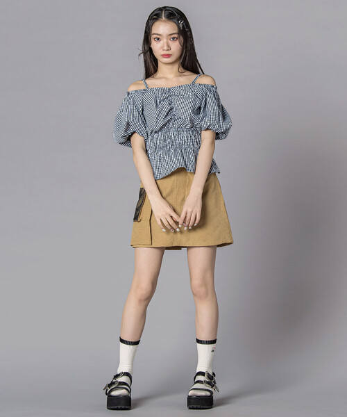 ZIDDY（ジディ）の「2WAYオフショルダーシャーリングトップスブラウス(130~160cm)（シャツ/ブラウス・キッズ・ブラック/ブラック系その他・FREE/140cm/130cm/150cm）」の15枚目の写真