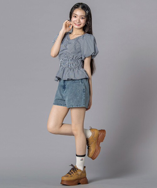 ZIDDY（ジディ）の「2WAYオフショルダーシャーリングトップスブラウス(130~160cm)（シャツ/ブラウス・キッズ・ブラック/ブラック系その他・FREE/140cm/130cm/150cm）」の16枚目の写真