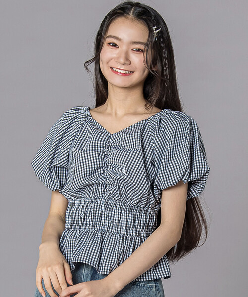 ZIDDY（ジディ）の「2WAYオフショルダーシャーリングトップスブラウス(130~160cm)（シャツ/ブラウス・キッズ・ブラック/ブラック系その他・FREE/140cm/130cm/150cm）」の17枚目の写真