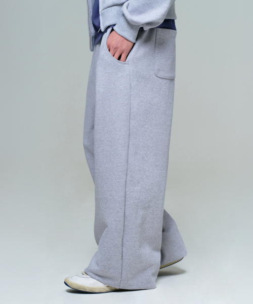 ERA(エラ)の「UNISEX ERA WIDE JOGGER SWEATPANTS - MELANGE GRAY(スウェットパンツ・レディース・グレー・LARGE/MEDIUM/SMALL)」の4枚目の写真
