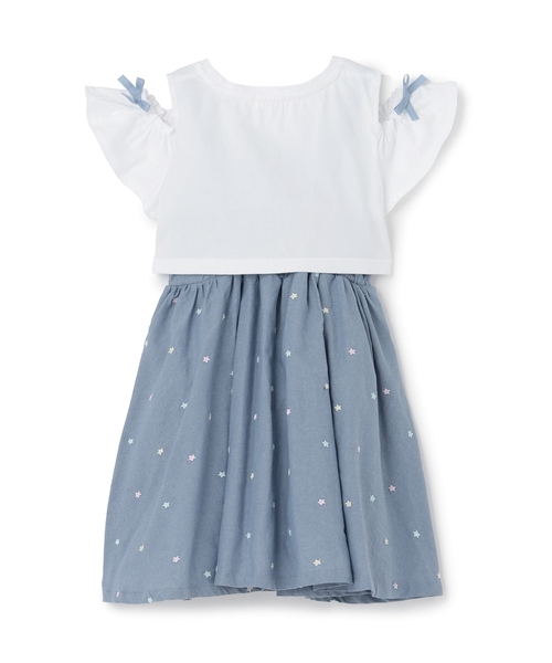 mezzo piano(メゾピアノ)の「肩開き半袖Tシャツ&星キャミワンピースセット(ワンピース・キッズ・ラベンダー/サックスブルー・120cm/130cm/110cm/140cm)」の3枚目の写真