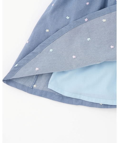 mezzo piano(メゾピアノ)の「肩開き半袖Tシャツ&星キャミワンピースセット(ワンピース・キッズ・ラベンダー/サックスブルー・120cm/130cm/110cm/140cm)」の9枚目の写真