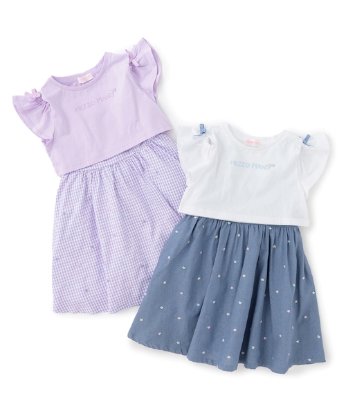 mezzo piano(メゾピアノ)の「肩開き半袖Tシャツ&星キャミワンピースセット(ワンピース・キッズ・ラベンダー/サックスブルー・120cm/130cm/110cm/140cm)」の18枚目の写真