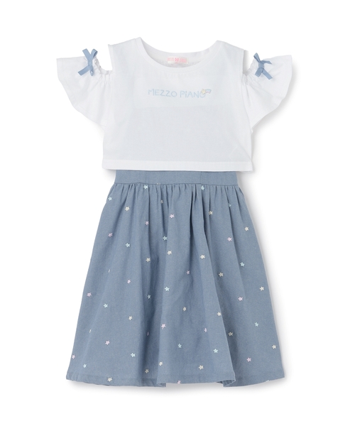 mezzo piano(メゾピアノ)の「肩開き半袖Tシャツ&星キャミワンピースセット(ワンピース・キッズ・ラベンダー/サックスブルー・120cm/130cm/110cm/140cm)」の21枚目の写真