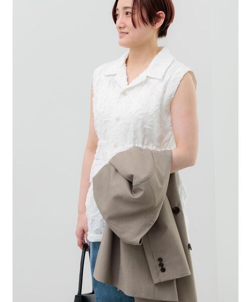 Te chichi（テチチ）の「カットジャガードジレ（ベスト・レディース・ブラック/オフホワイト・F）」の2枚目の写真