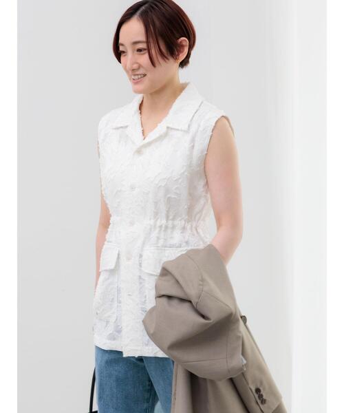 Te chichi（テチチ）の「カットジャガードジレ（ベスト・レディース・ブラック/オフホワイト・F）」の6枚目の写真