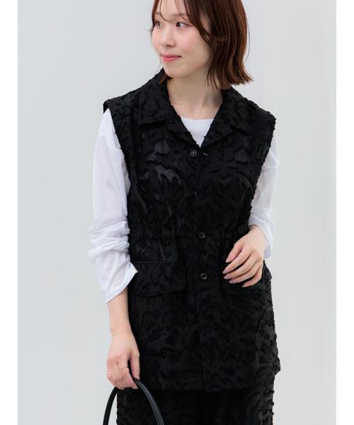 Te chichi（テチチ）の「カットジャガードジレ（ベスト・レディース・ブラック/オフホワイト・F）」の9枚目の写真