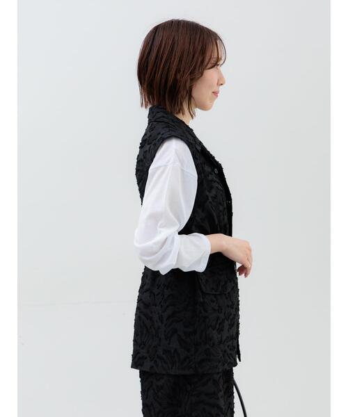 Te chichi（テチチ）の「カットジャガードジレ（ベスト・レディース・ブラック/オフホワイト・F）」の11枚目の写真