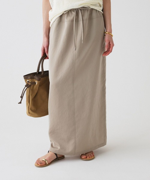 BABYLONE（バビロン）の「ドロストナロースカート（スカート・レディース・ベージュ/ブラック・フリー）」の2枚目の写真