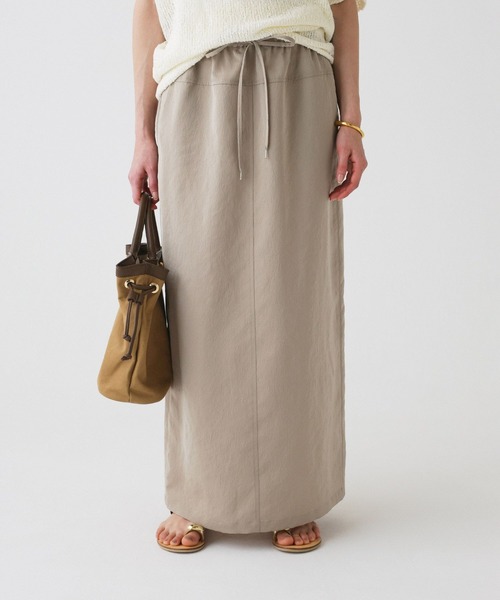 BABYLONE（バビロン）の「ドロストナロースカート（スカート・レディース・ベージュ/ブラック・フリー）」の10枚目の写真