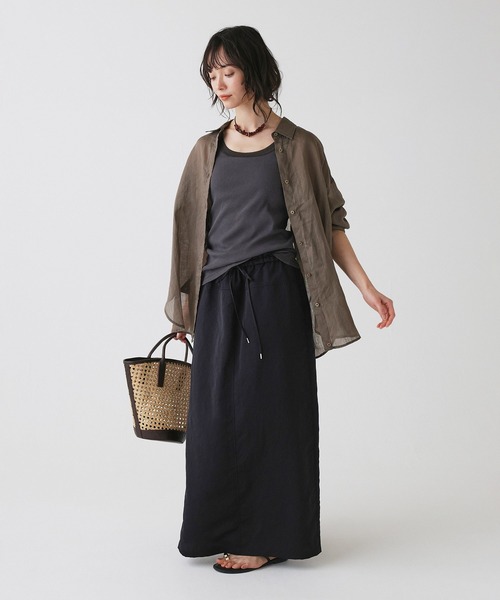 BABYLONE（バビロン）の「ドロストナロースカート（スカート・レディース・ベージュ/ブラック・フリー）」の7枚目の写真