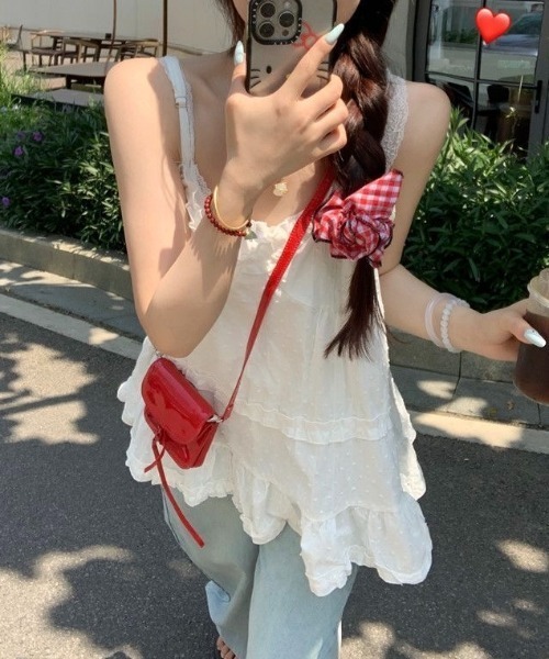 LADY LIKE(レディライク)の「【春夏新作】ティアードデザインキャミチュニック(キャミソール・レディース・ブラック/ホワイト・M)」の9枚目の写真