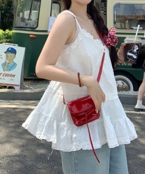 LADY LIKE(レディライク)の「【春夏新作】ティアードデザインキャミチュニック(キャミソール・レディース・ブラック/ホワイト・M)」の12枚目の写真
