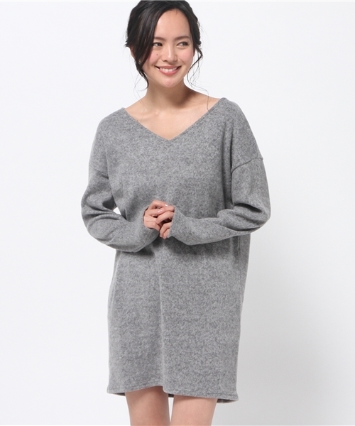 Shelly island(シェリーアイランド)の「【Shelly island】ドロップショルダーニットカットワンピース(ワンピース・レディース・ホワイト/ライトグレー/ブラック・FREE)」の3枚目の写真