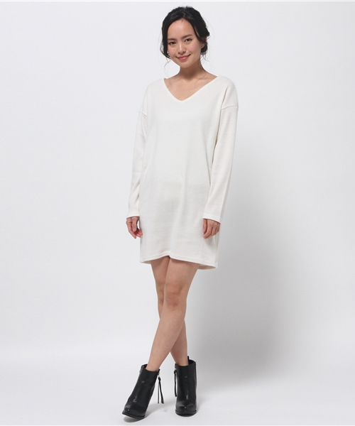Shelly island(シェリーアイランド)の「【Shelly island】ドロップショルダーニットカットワンピース(ワンピース・レディース・ホワイト/ライトグレー/ブラック・FREE)」の7枚目の写真