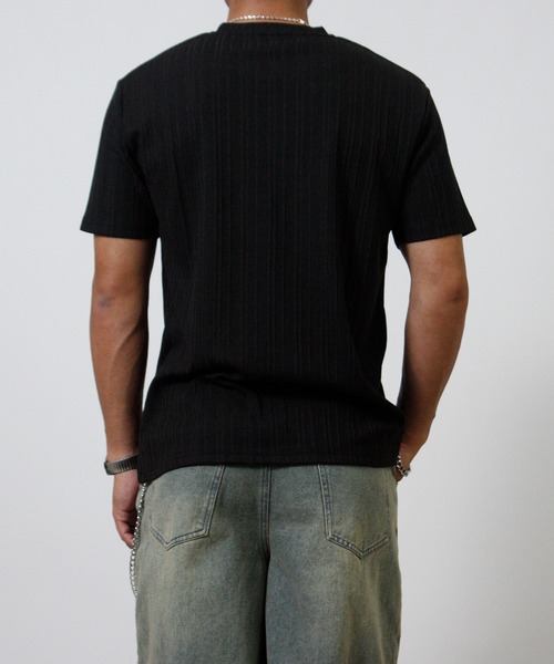 NYLAUS(ナイラス)の「【Nylaus】Vネック ランダム テレコ 半袖Tシャツ インナー(Tシャツ/カットソー・メンズ・ブラック/ネイビー/杢グレー/ホワイト・L/M/LL)」の11枚目の写真