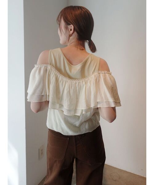 LAGUNAMOON(ラグナムーン)の「フレアデザインドッキングカットトップス 【夏服】【半袖】(Tシャツ/カットソー・レディース・ブラック/アイボリー・FREE)」の19枚目の写真