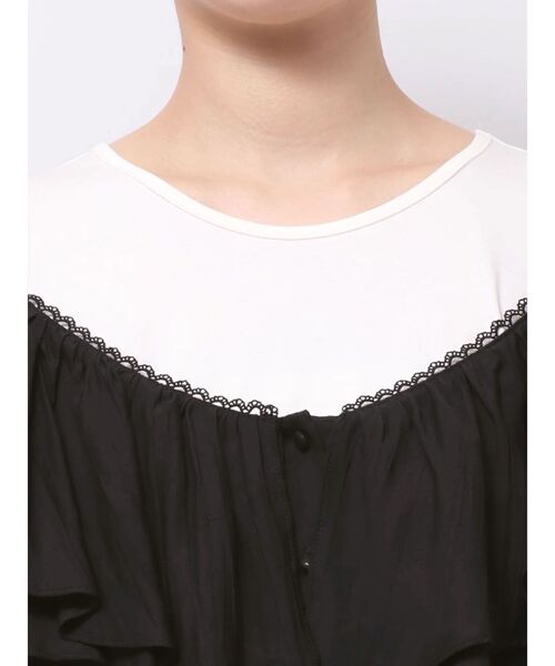 LAGUNAMOON(ラグナムーン)の「フレアデザインドッキングカットトップス 【夏服】【半袖】(Tシャツ/カットソー・レディース・ブラック/アイボリー・FREE)」の8枚目の写真