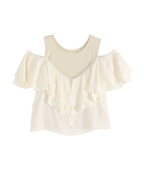 LAGUNAMOON(ラグナムーン)の「フレアデザインドッキングカットトップス 【夏服】【半袖】(Tシャツ/カットソー・レディース・ブラック/アイボリー・FREE)」の15枚目の写真