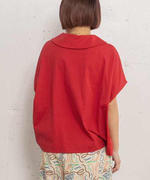 POU DOU DOU（プードゥドゥ）の「並びボタン衿つきトップス（Tシャツ/カットソー・レディース・オフホワイト/ブラウン/レッド/ネイビー・3）」の11枚目の写真