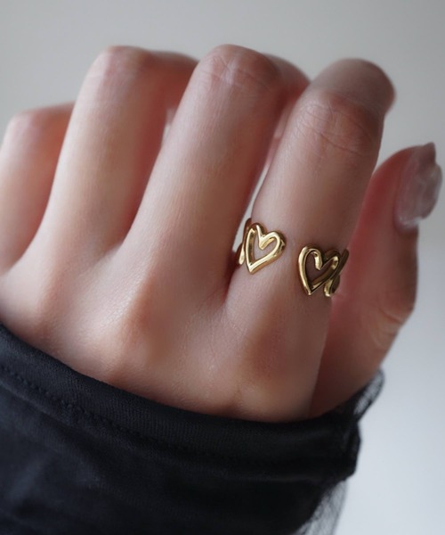 CERCA(チェルカ)の「saran jewelry/サイズ調節可能 ハート透かし 2way リング/アレルギー対応(リング・レディース・ゴールド/シルバー・FREE)」の5枚目の写真